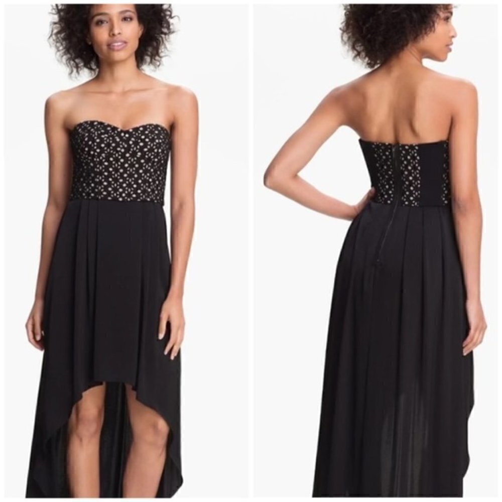 BCBGMaxAzria Tess Black Strapless Bustier High-Low Dress Size 10 - Picture 3 of 10
